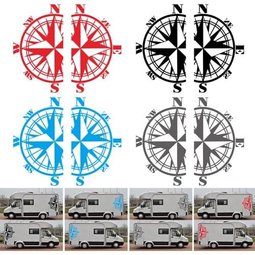 New Hot Sale 2 Personalized Compass Car Stickers Camping Life Tent Vinyl Art Stickers Car Door Decoration Camping Decals
