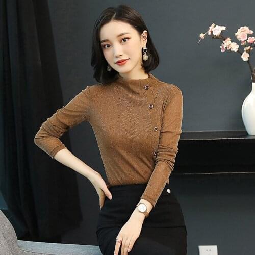 2018 Autumn New Pattern Will Code Self-cultivation Thin Half High Lead Solid Long Sleeve Jacket Rendering Unlined Upper Garment
