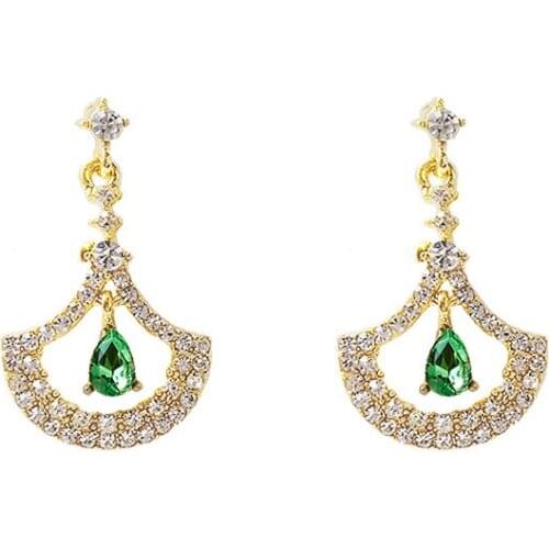 New Jewelry Light Luxury Fashion Water Drop Crystal Fan-shaped Temperament Earrings For Women Kolczyki Earrings For Women