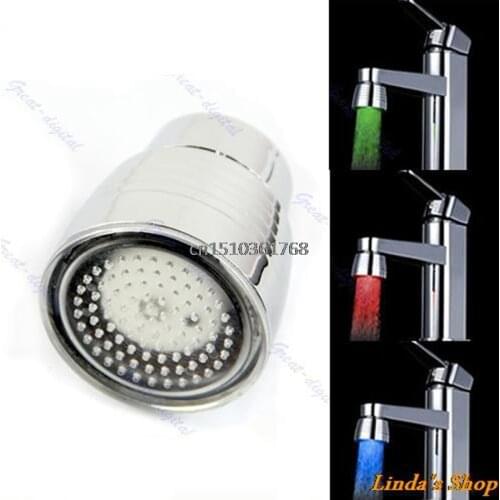 New Temperature Sensor 3 Color Kitchen Water Tap Faucet RGB Glow Shower LED Light #Y05# #C05