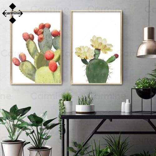 Pastel Watercolor Cactus Canvas Paintings Desert Cactus Posters Nordic Style Wall Canvas Plants for Home Interior Bedroom Decor