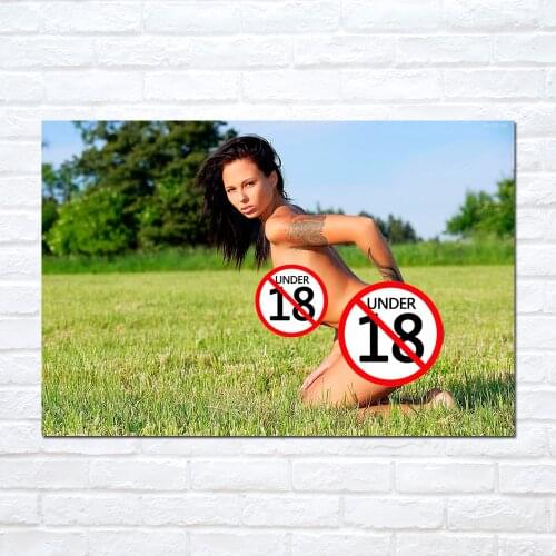 Hot Young Girl on the Grass Poster and Print Modern Canvas Painting Pop Fashion Wall Art Picture Living Room Decoration