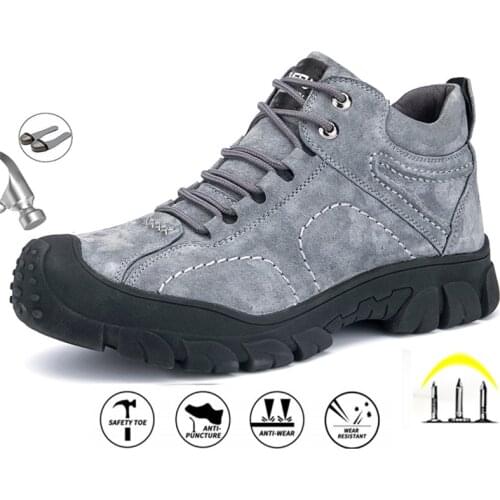 Work Shoes Winter Breathable Steel Toe Boots Lightweight Air-cushion Safety Work Shoes Anti-slippery For Men Work Sneaker