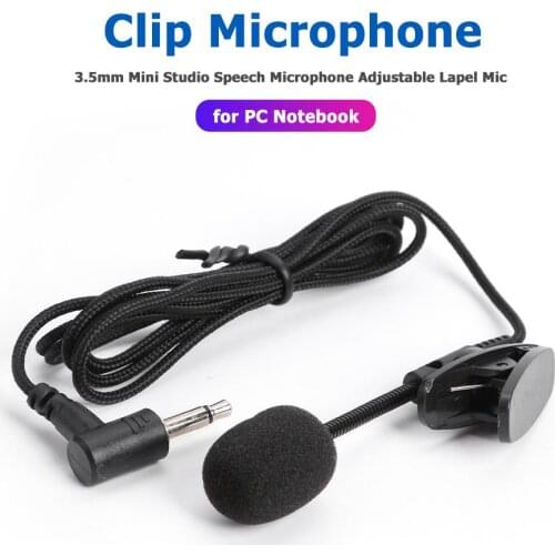 Adjustable Lapel Microphone Clip Mic Nylon Braided Wire Tensile and Durable with 3.5mm Connector for Laptop PC Phone
