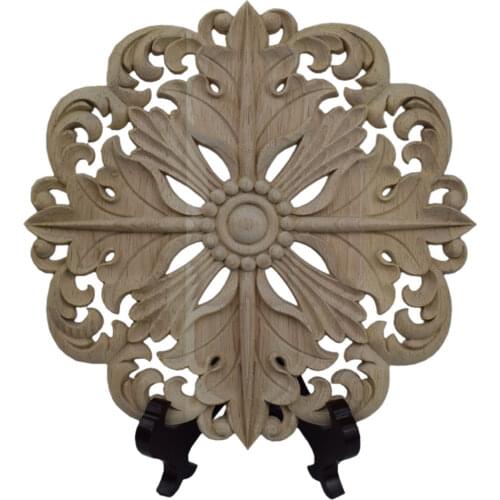 Retro DIY Round Wood Crafts Circle Woodcarving Decal Corner Decor Wooden for Wedding DIY Home Decoration Accessories Figurine