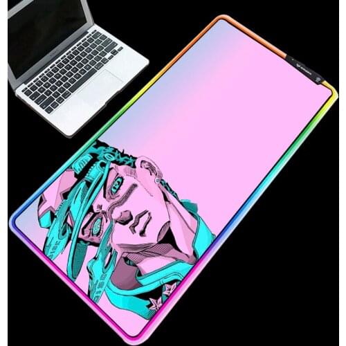 Popular Anime Jojos Bizarre Adventure Mouse Pad RGB LED Lighting Gamer Accessories Computer Mouse Pad Desktop Pads for mat