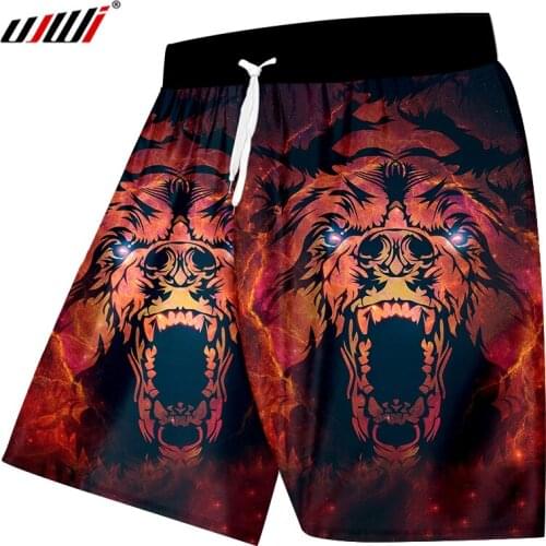 UIWI Man New Quick Qry Red tiger 3D Print Beach casual Shorts Print Animal Large Size Clothes Homme Summer Jogger Drop Shipping