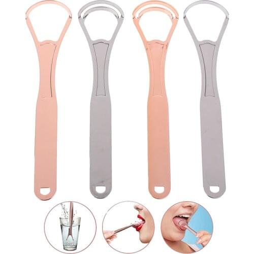 Tongue Scraper Stainless Steel Oral Tongue Cleaner Brush Fresh Breath Cleaning Coated Tongue Toothbrush Oral Hygiene Care Tool