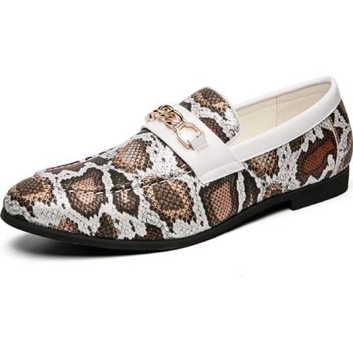 Fashion Serpentine Mens Leather Casual Shoes Big Size British Style Trend Loafers for Men Youth Designer Shoes Leisure Business