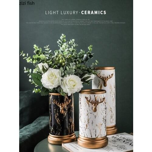 Vases Dining Table Living Room Flower Arrangement Simple Porch TV Cabinet Ceramic Decorative Flower Bottleliving Room Decoration