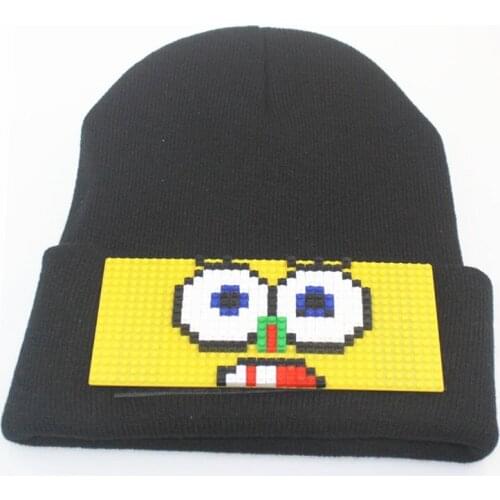Winter adult DIY custom Patch logo hat Beanies Brick Blocks Bricks Puzzle knitted hat Caps Gorros
