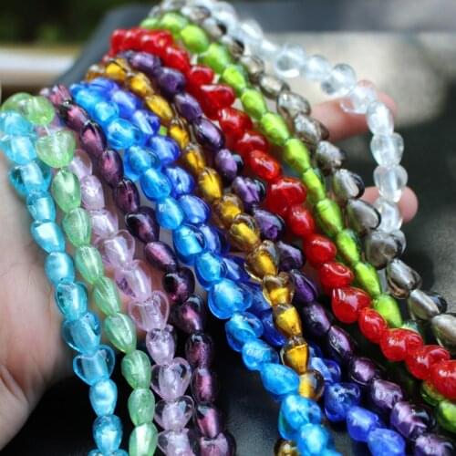10Pieces /lot 12mm Lampwork glass beads Heart Shape Beads Foiled Multi-Color for jewelry &DIY Craft