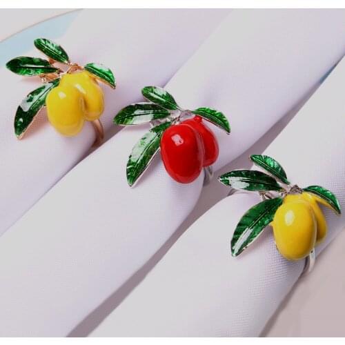 12/PCS new metal fruit jujube and lemon napkin ring table napkin ring hotel tableware napkin ring button