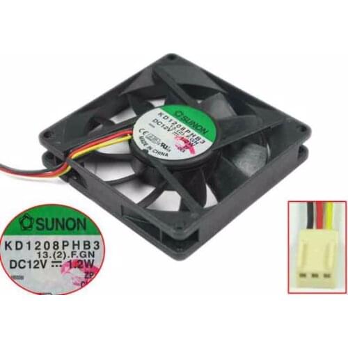 SUNON KD1208PHB3 13.(2).F.GN DC 12V 0.18A 90x90x25mm 3-wire Server Cooling Fan