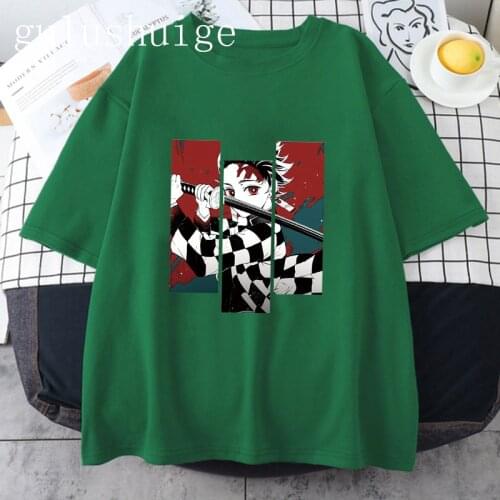 90s Demon Slayer Kimetsu No Yaiba T Shirt Women Kawaii Japanese Anime Tanjirou Kamado Graphic Tees Harajuku Manga Tshirt Female