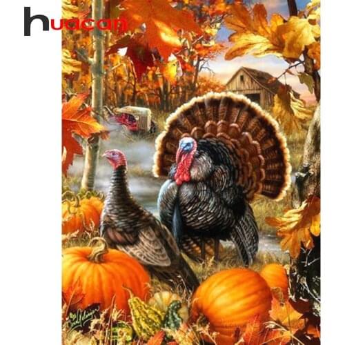 Huacan Diamond Embroidery Cross-stitch Turkey Diamond Painting With Square Stones Pumpkin Home Decoration Diamond Art