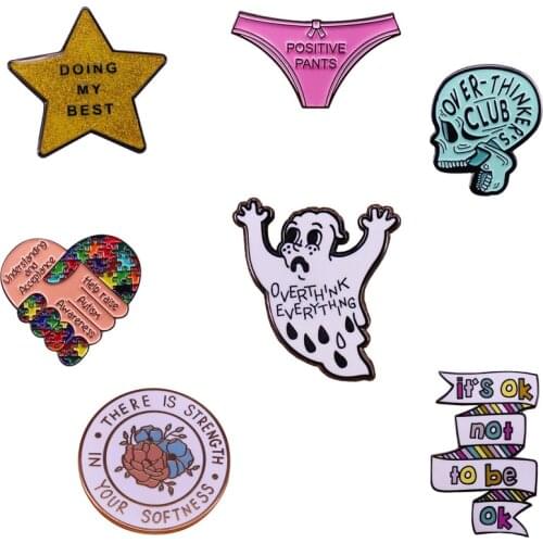 Mental health lapel pin self care awareness positive brooch spirit jewelry