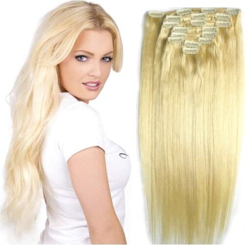 Chocola Full Head 16"-24" Brazilian Machine Made Remy Hair 8pcs Set 100g Clip In Human Hair Extensions Natural Straight