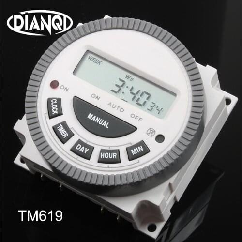 TM619 AC220V 230V 240V 16A Digital LCD Power Timer controller Relay with UL listed relay 7 Days Weekly Programmable Timer switch