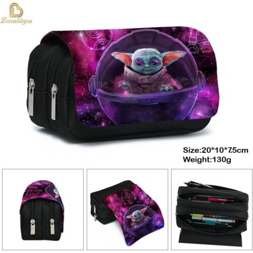 Mandalorian Baby Yoda Action Figures Toys Student Anime Stationery Box Child High-capacityPen Case Bag Kids Gift