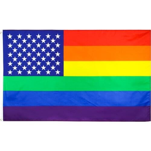 3x5ft American Gay Pride Flag 3x5Fts LGBT USA Rainbow Banner For Decoration