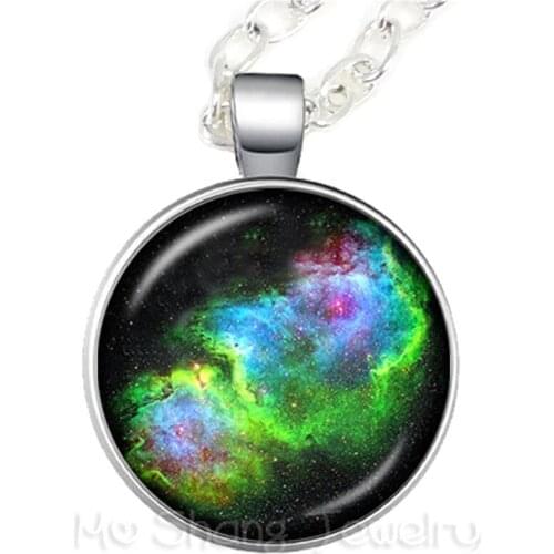 Galaxy Nebula Necklace Earth Moon Galaxy Universe Glass Cabochon Pendant Necklace Fashion Sweater chain Gift For Her