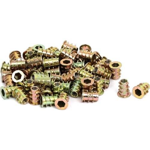M4x10mm thread interface screw insert nuts 60 pcs for wooden furniture