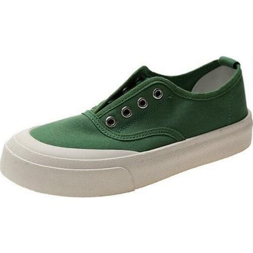 YSHUNIJ Canvas shoes 2021 summer new flat bottom one pedal fashion shoes ins low tide shoes