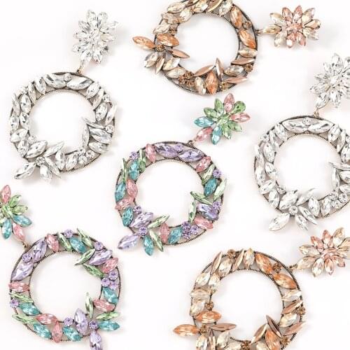 JIJIAWENHUA New Trend womens Rhinestone Alloy Pendant Earrings Dinner Party Fashion Temperament Jewelry Accessories