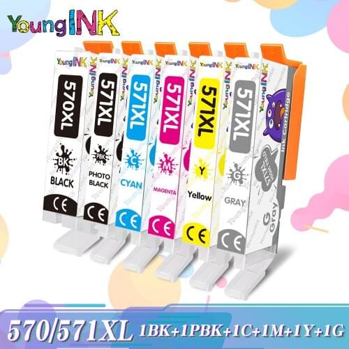 6 PCS Cartridge Replacement for Canon PGI570 PGI-570 PGI 570 XL Ink Cartridge for MG7750 7751 6850 MG7752 7753 Printer