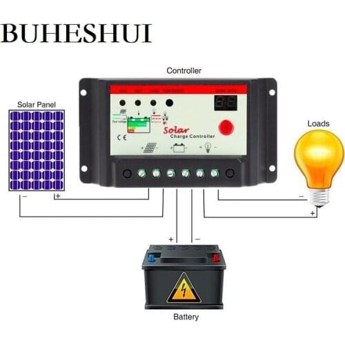 BUHESHUI Solar Panel Charger Controller System 10A 20A 30A 12V/24V With time lighting Solar Regulator 100W 200W 300W 400W 500W