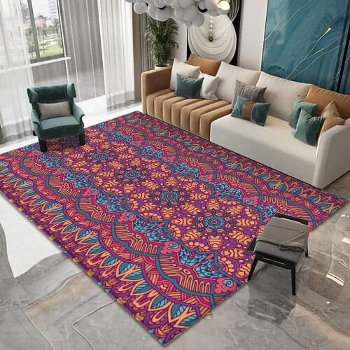 2021 Top Sale Bohemian Style Fashion Mandala Pattern Carpet Non-slip Bath Mat Soft Flannel Living Room Bedroom Decorative Carpet