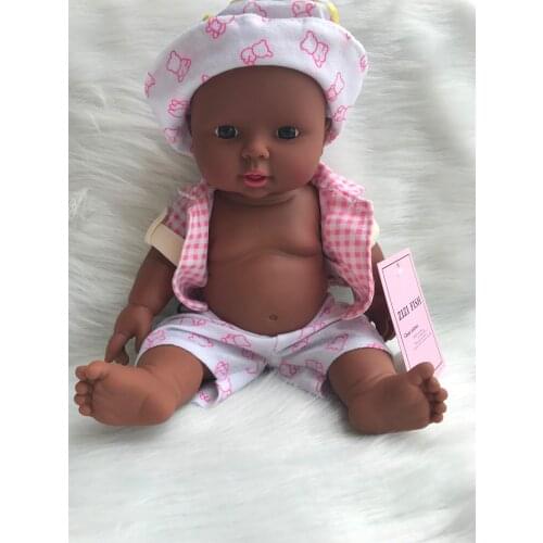 African Doll Black Skin Reborn Baby Doll Soft Vinyl Silicone Lifelike Alive Babies Toys for Kids Girls Birthday Christmas Gift