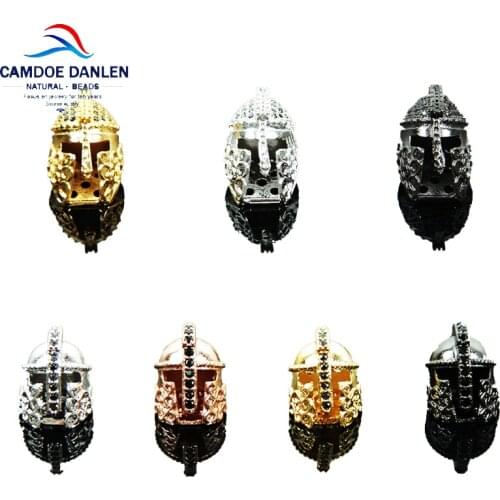 Copper Material Spartan Warrior Gladiator Helmet Beads Spacer Bead Metal Charms DIY Accessories Bracelet Jewelry Making
