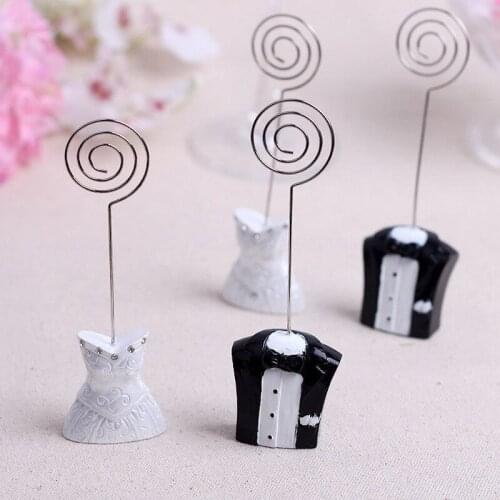 New Fashion Bride And Groom Place Name Card Holders Photo Holder Wedding Party Table Decoration Cards Clips S2017370