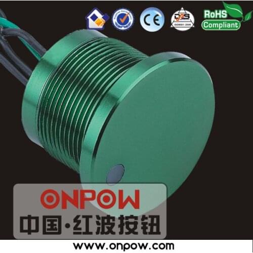 ONPOW 22mm dot illuminated piezo switch IP68(CE, RoHS) PS223P10YGN1G12D