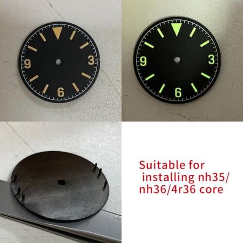 Suitable for NH35 / NH3636/4R36 Movement 28.5mm Watch Dial, Unmarked Green Luminous Watch Accessories
