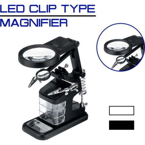 3 Hand Soldering Iron Multifunction Stand Welding Tool Illuminated Magnifying Glass LED Alligators Clip Holder Clamp