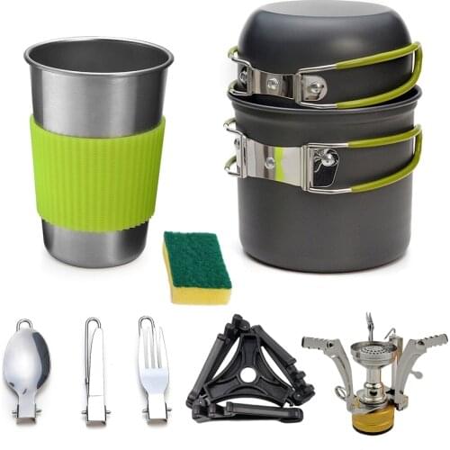 Portable Outdoor Tableware Camping Pot Camping Stoves Set Ultra-Light Camping Hiking Travel Utensils Picnic Cookware Gas Stove