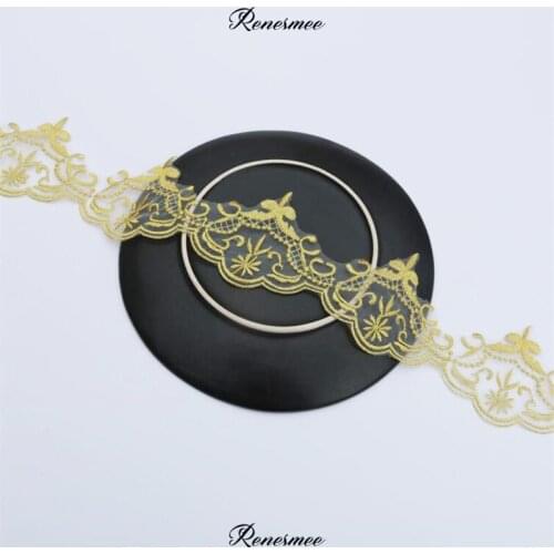 1Yard Clear Organza Net Gold Embroidery Lace Edge Polyester Embroidery Lace Trim for Bridal Gown Costume Design Lace Ribbon 8cm