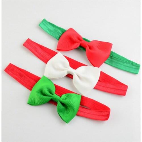 27colors Christmas bow flower hair headband headwrap wholesale Christmas ribbon bow with skinny elastic headband