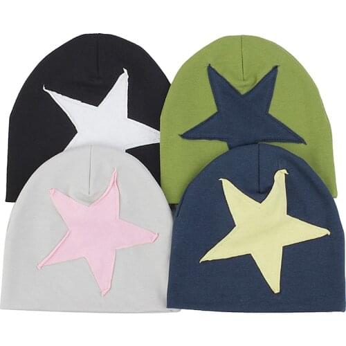 Big Star Pattern Baby Beanie Hat Soft Infant Boys Girls Solid Cap Cotton Elastic Comfortable Hat Windproof Warm Cute Cap