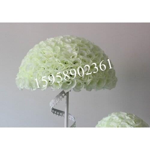 SPR 50cm wedding artificial silk flower ball plastic inner-beige or cream ivory-kissing ball-1pcs balls=2pcs half balls