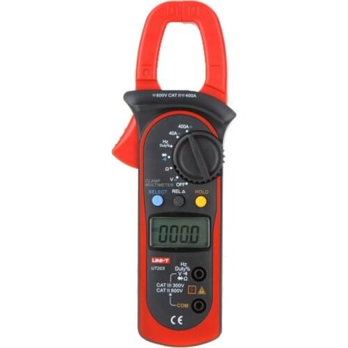 UNI-T UT203 400A AC DC Digital Clamp Meter Resistance / Frequency Test Duty Cycle Relative Measurement Digital Hold Auto Shutdow