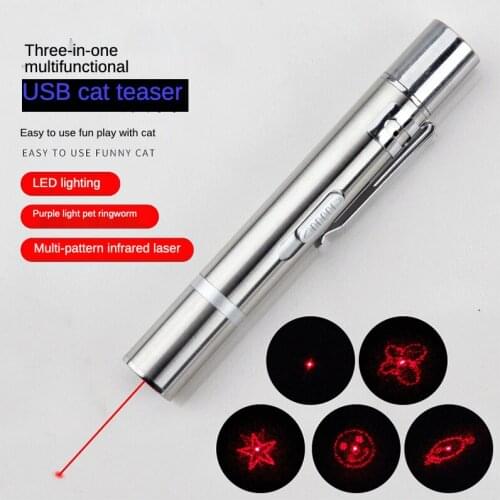 USB Rechargeable Laser Teaser Multi-Pattern European&American Pet Supplies Toy Funny Cat Pen Interactive