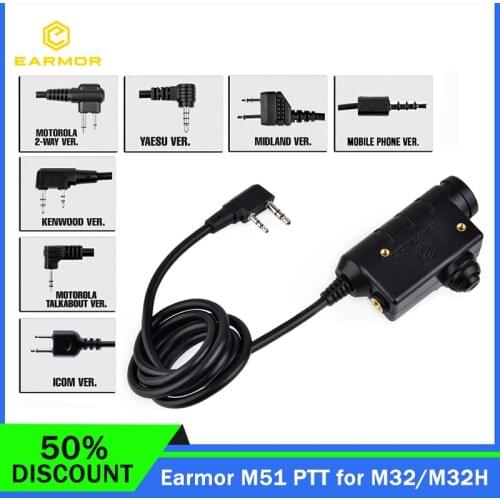 In Stock EARMOR Military PTT Adapter M51 Tactical Communications Tactical Headset PTT Kenwood Phone Headphones Accessories