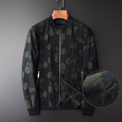 Spring Autumn Men Luxury Soft Yarn Dyed Jacquard Jackets And Baseball Collar Slim Fit Coats Mens