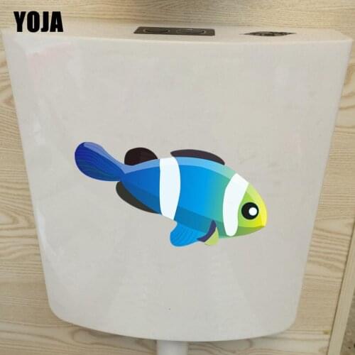 YOJA 23.9*11.8CM Funny Cartoon BedRoom Home Decor Toilet Wall Sticker Decal Marine Living Fish T3-1052
