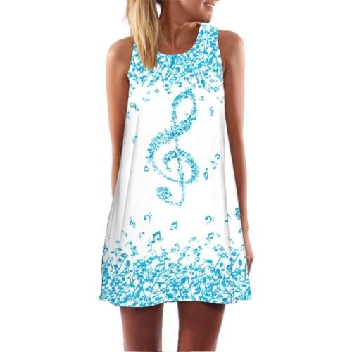 Fashion casual womens Retro Bohemian summer sleeveless dress note 3D printing Mini vest Jumpsuit skirt