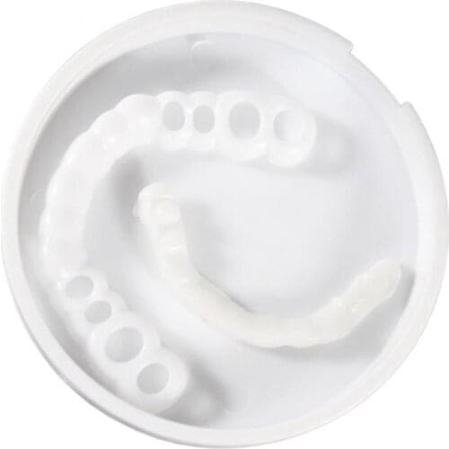 1 Pair Silicone Upper&Lower False Teeth Veneers Dentures Fake Tooth